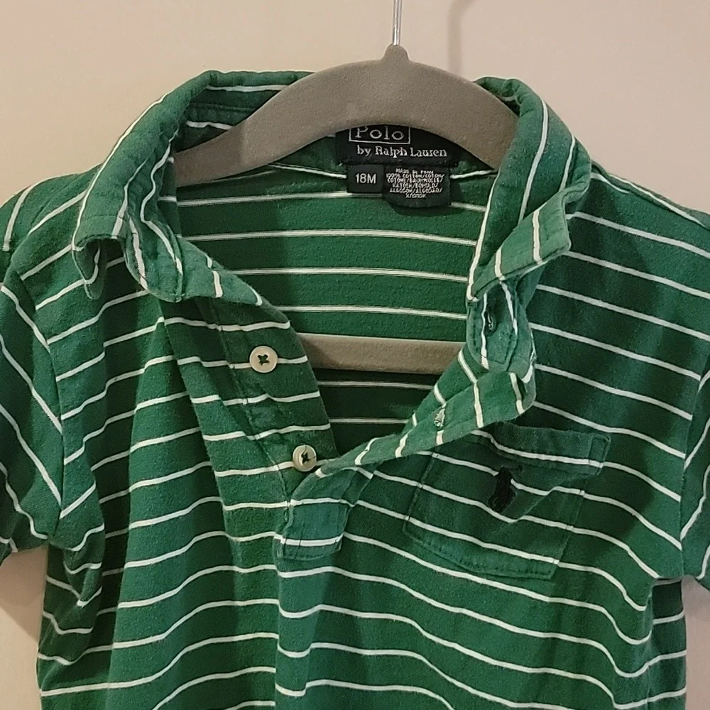Green and white polo ralph lauren shirt kids 18 months